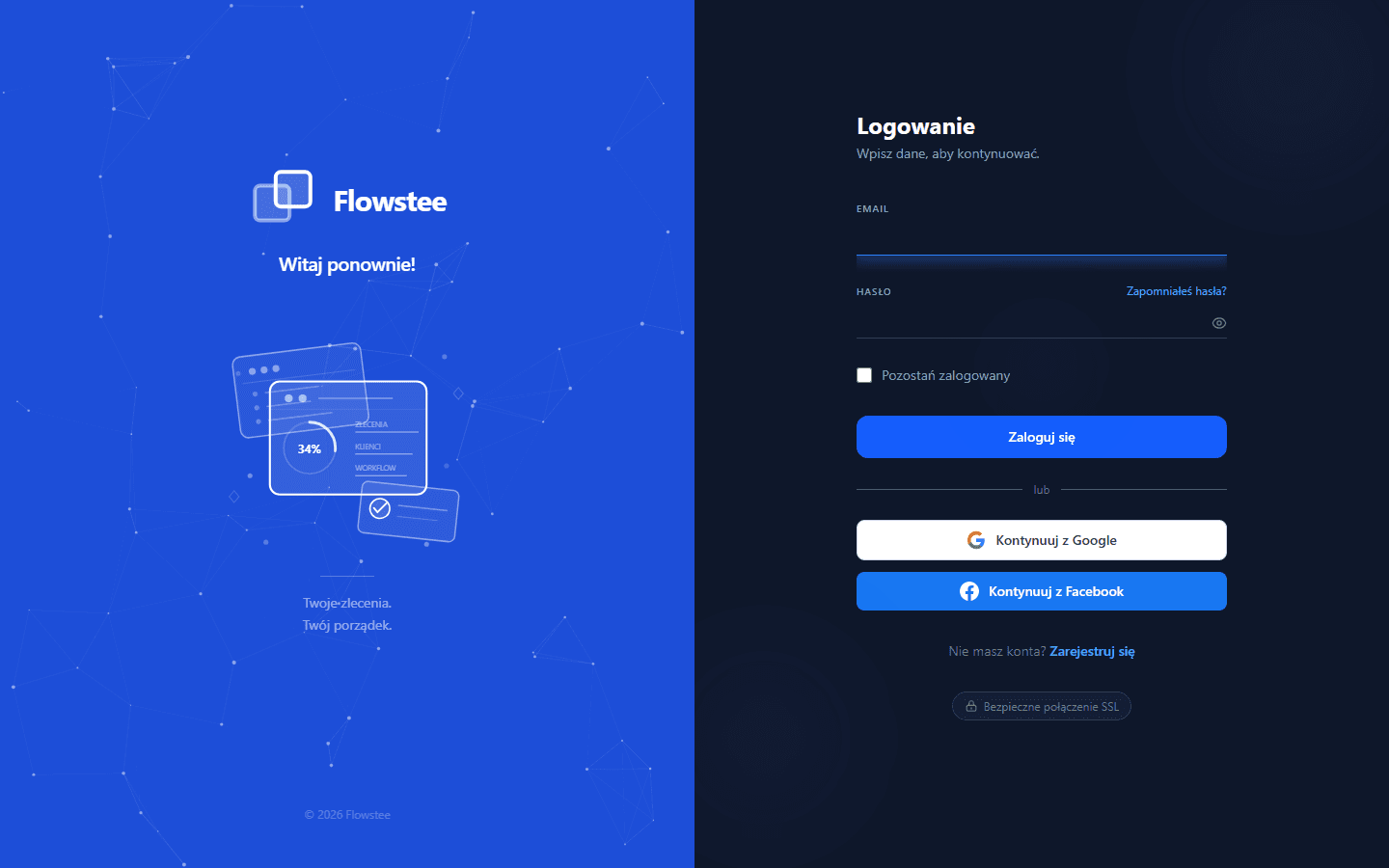 Screenshot of the dashboard.flowstee.com panel